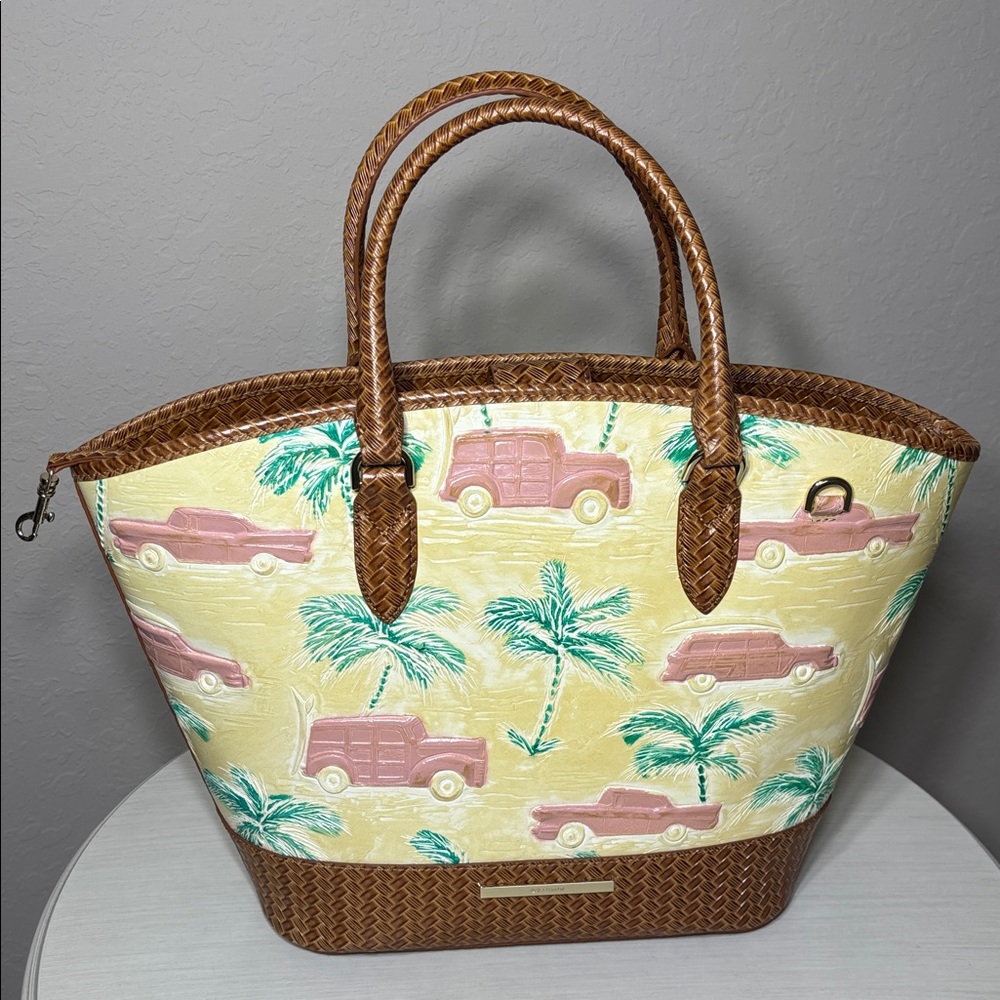 Brahmin Jeanne Copa Cabana Tote Honey Brown Tropical Leather Crossbody NWT - Picture 9 of 10